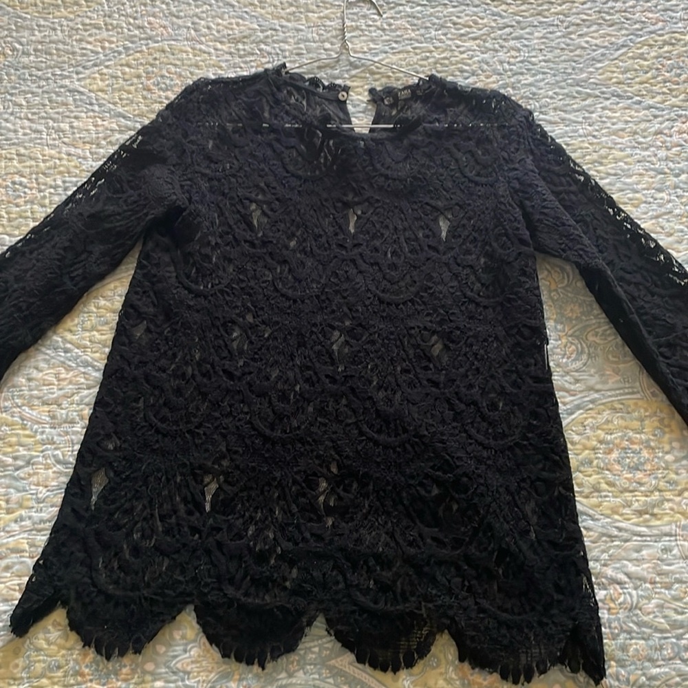 Zara black lace blouse